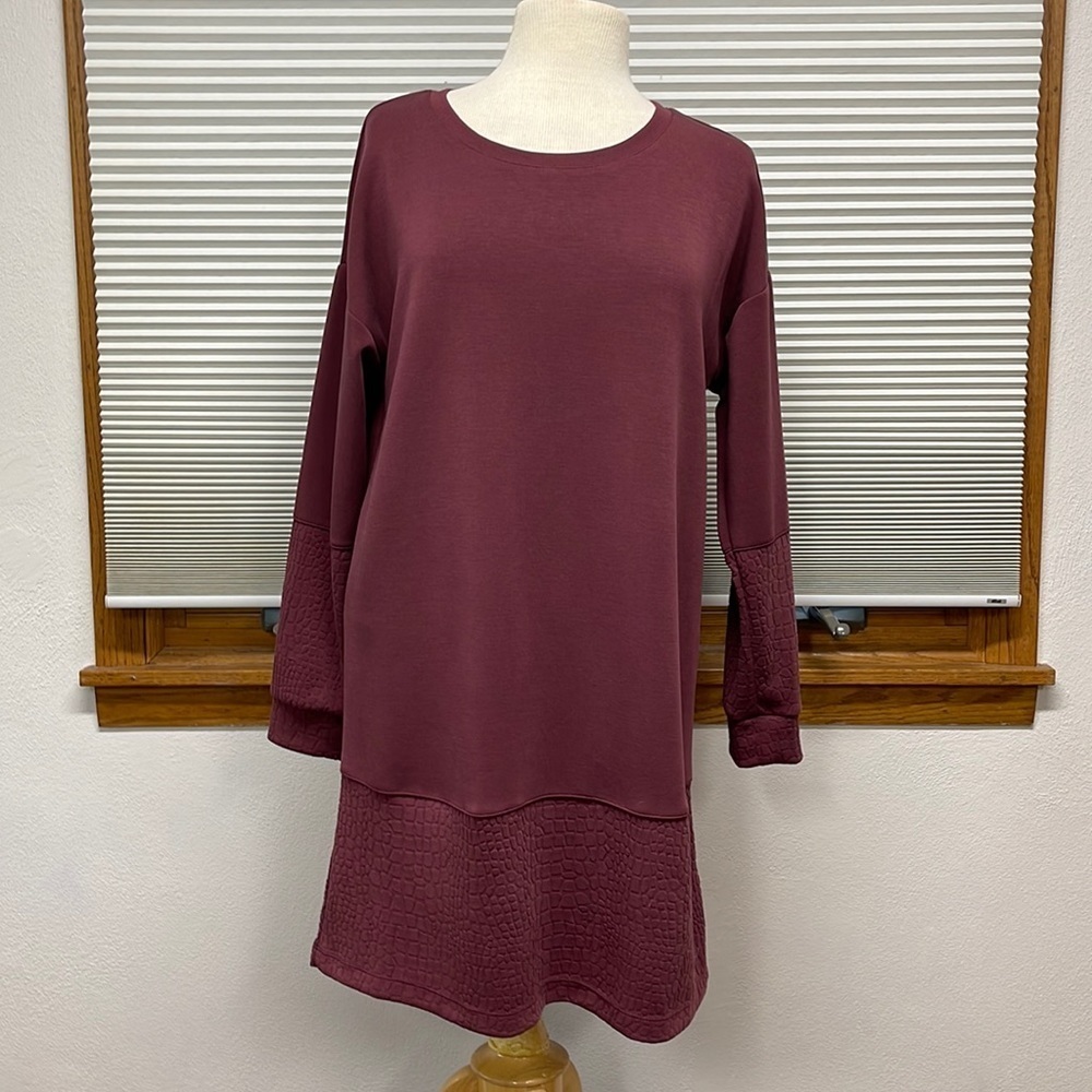Cable & Gauge NWT Sweet Chocolate Wine Long Sleeve Casual Dress Size Large